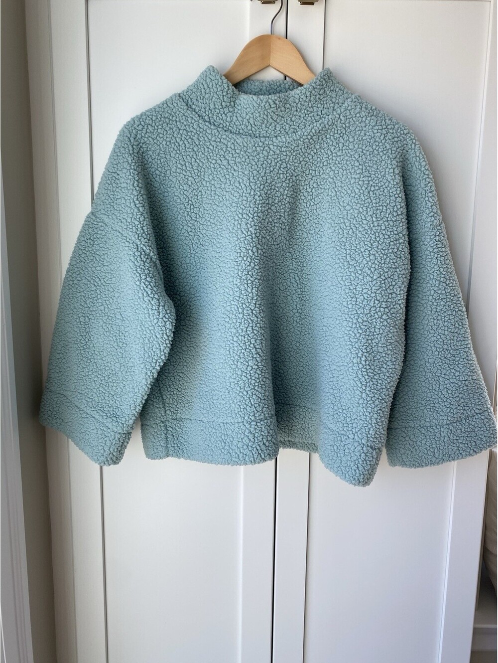 GAP Women's L  Mint Teddy Sherpa Fleece Oversized Pullover Sweater